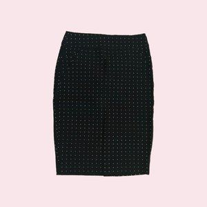 RW&CO. Black Pencil Knee Length Skirt with Polka Dots (Size XS)